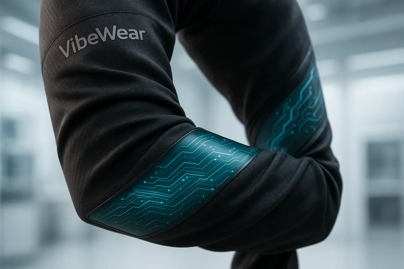 VibeWear E-Ink panels flex without damage as garment is stretched and bent, proving its robust, lasting design.