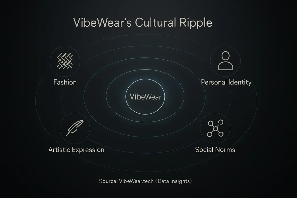 VibeWear's Cultural Ripple infographic: central influence expands to fashion, identity, social norms, and art.
