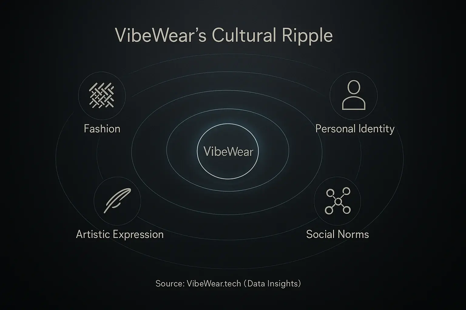 VibeWear's Cultural Ripple infographic: central influence expands to fashion, identity, social norms, and art.