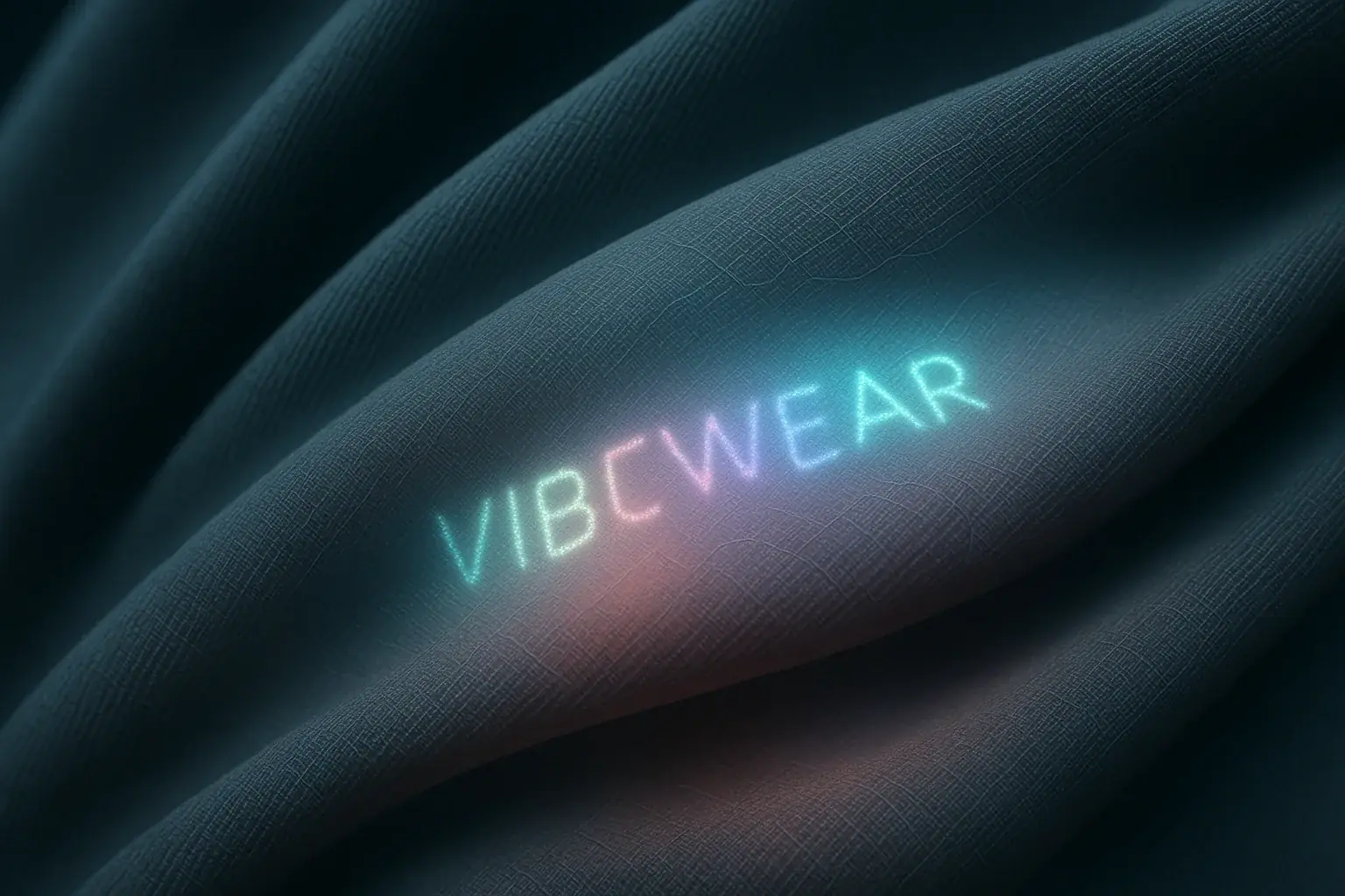 Futuristic fabric with nearly invisible, subtly glowing sensors, seamlessly integrated for an unseen biocompatible
