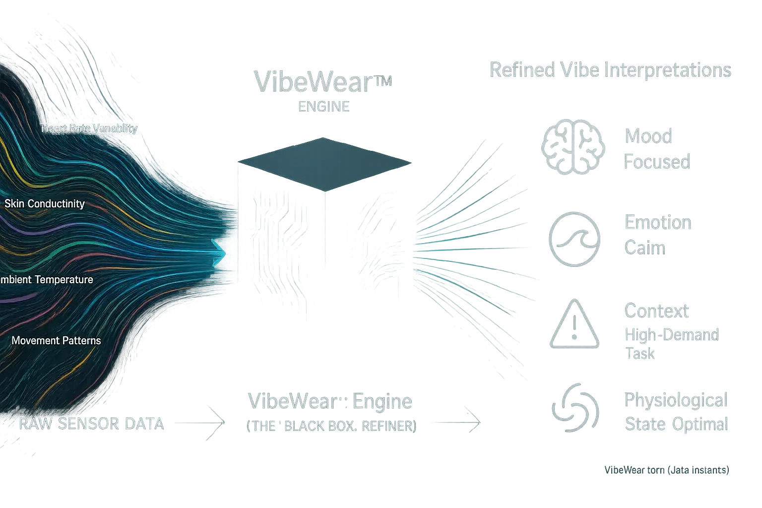 Black box system transforms raw sensor data into refined mood and context interpretations.